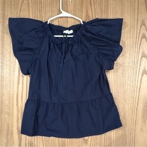 Joe's Jeans Dark Blue Blouse with Flutter Sleeves